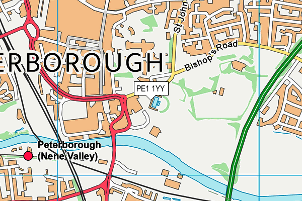 PE1 1YY map - OS VectorMap District (Ordnance Survey)