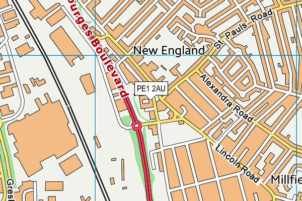 PE1 2AU map - OS VectorMap District (Ordnance Survey)