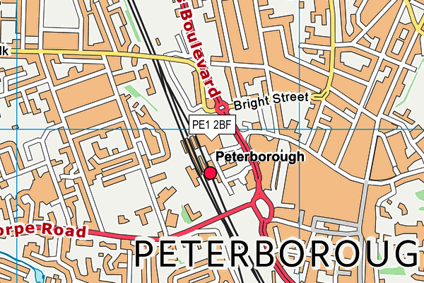 PE1 2BF map - OS VectorMap District (Ordnance Survey)