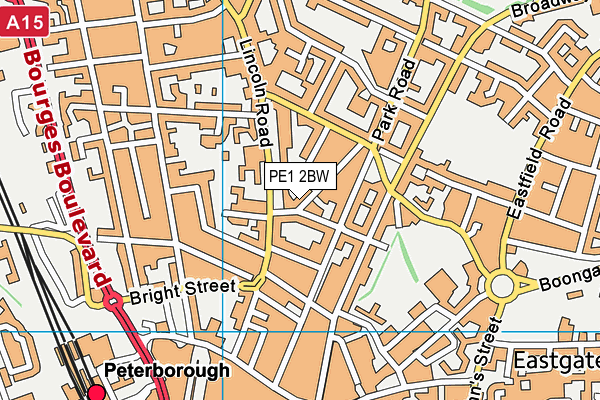 PE1 2BW map - OS VectorMap District (Ordnance Survey)