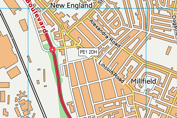 PE1 2DH map - OS VectorMap District (Ordnance Survey)