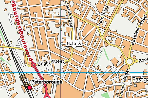 PE1 2FA map - OS VectorMap District (Ordnance Survey)