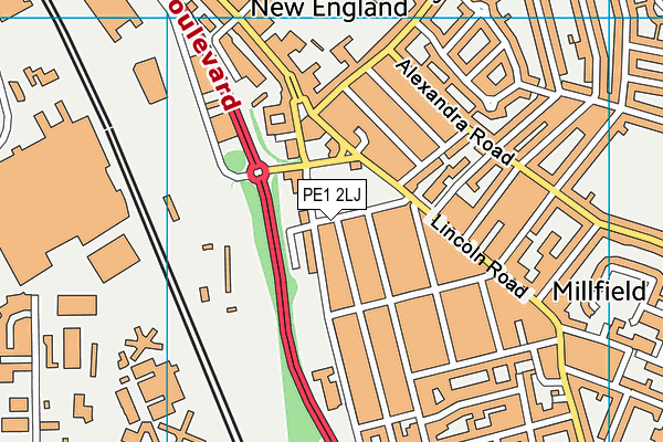 PE1 2LJ map - OS VectorMap District (Ordnance Survey)