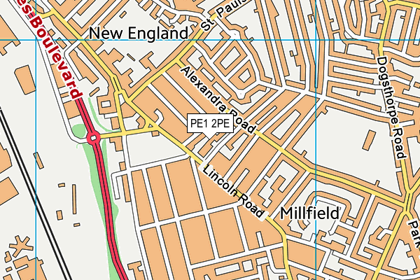 PE1 2PE map - OS VectorMap District (Ordnance Survey)