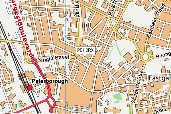PE1 2RX map - OS VectorMap District (Ordnance Survey)