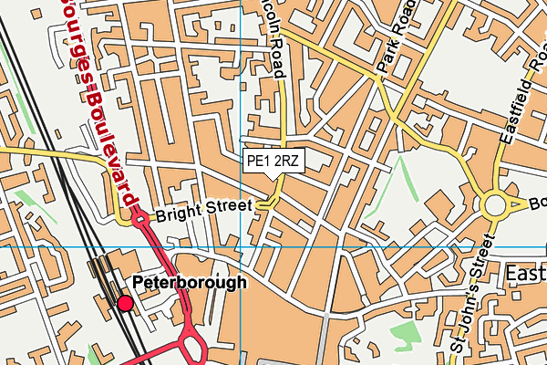 PE1 2RZ map - OS VectorMap District (Ordnance Survey)