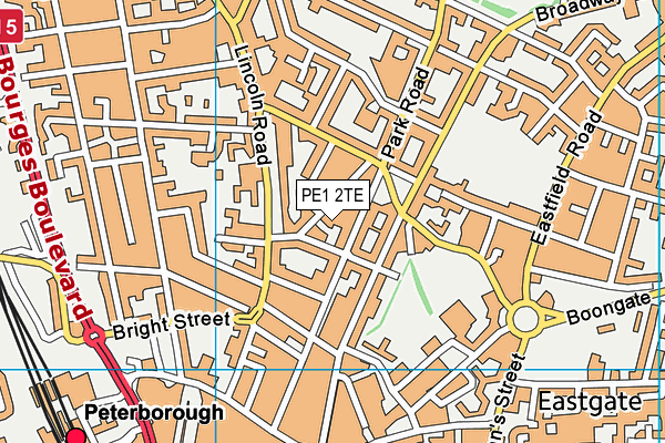PE1 2TE map - OS VectorMap District (Ordnance Survey)