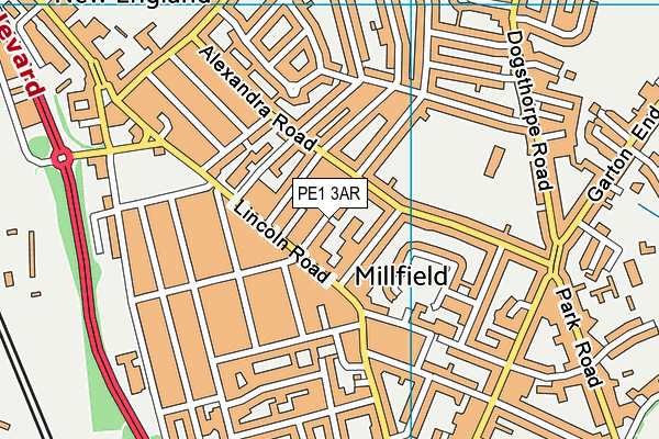 PE1 3AR map - OS VectorMap District (Ordnance Survey)