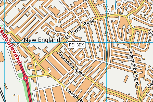 PE1 3DX map - OS VectorMap District (Ordnance Survey)