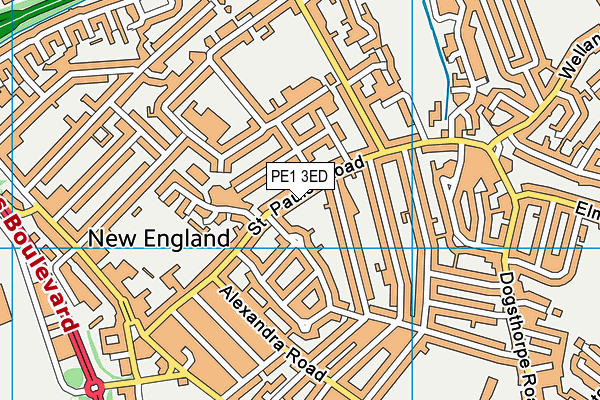 PE1 3ED map - OS VectorMap District (Ordnance Survey)