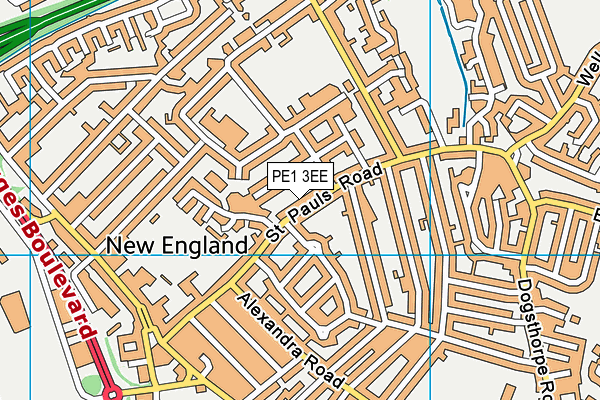PE1 3EE map - OS VectorMap District (Ordnance Survey)