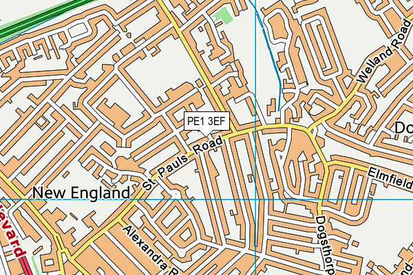 PE1 3EF map - OS VectorMap District (Ordnance Survey)