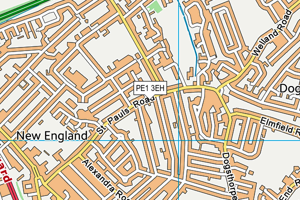 PE1 3EH map - OS VectorMap District (Ordnance Survey)