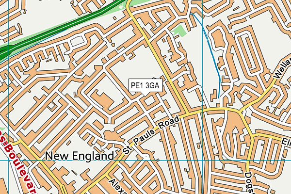 PE1 3GA map - OS VectorMap District (Ordnance Survey)