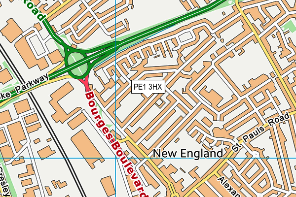 PE1 3HX map - OS VectorMap District (Ordnance Survey)