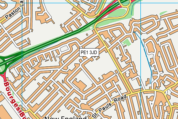 PE1 3JD map - OS VectorMap District (Ordnance Survey)
