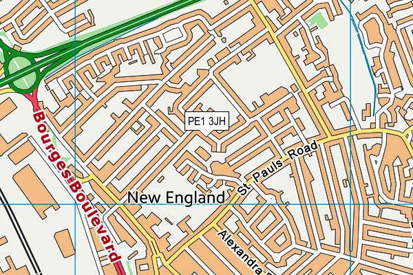 PE1 3JH map - OS VectorMap District (Ordnance Survey)