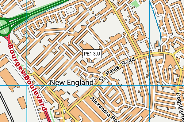 PE1 3JJ map - OS VectorMap District (Ordnance Survey)