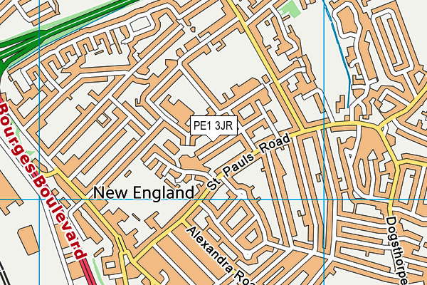 PE1 3JR map - OS VectorMap District (Ordnance Survey)