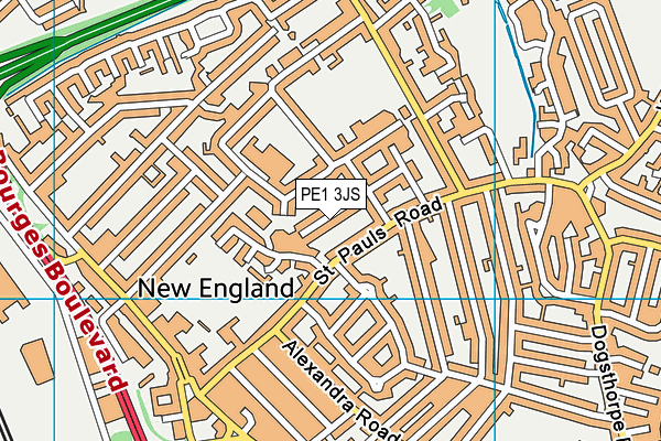 PE1 3JS map - OS VectorMap District (Ordnance Survey)