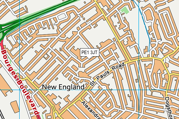 PE1 3JT map - OS VectorMap District (Ordnance Survey)