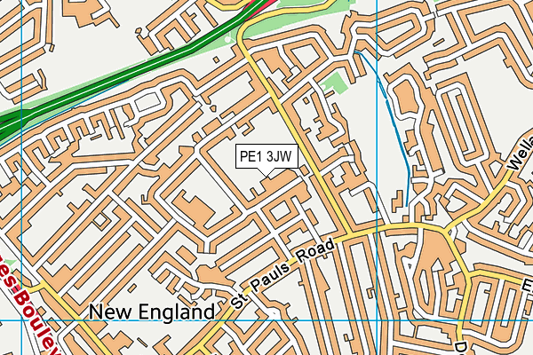 PE1 3JW map - OS VectorMap District (Ordnance Survey)