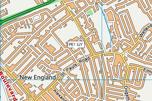 PE1 3JY map - OS VectorMap District (Ordnance Survey)