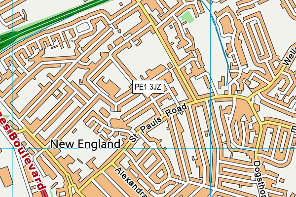PE1 3JZ map - OS VectorMap District (Ordnance Survey)