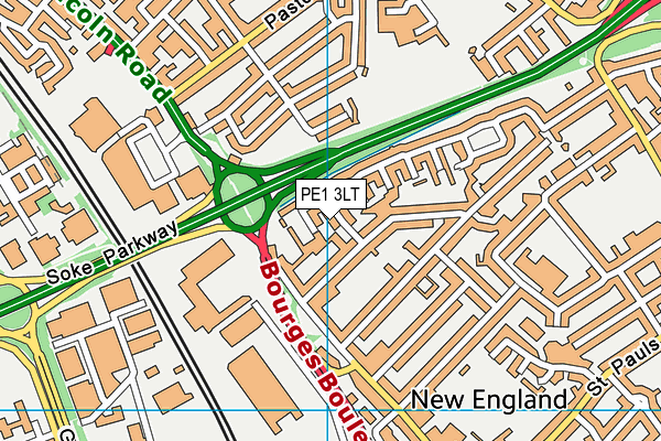 PE1 3LT map - OS VectorMap District (Ordnance Survey)