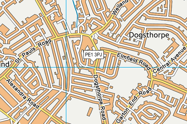 PE1 3PJ map - OS VectorMap District (Ordnance Survey)