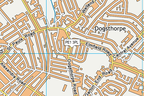 PE1 3PL map - OS VectorMap District (Ordnance Survey)