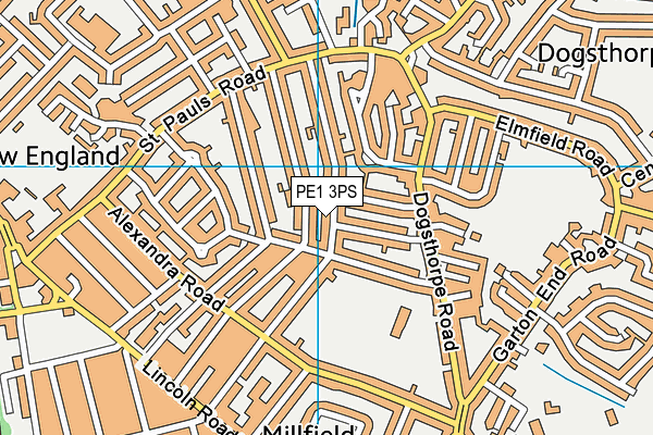 PE1 3PS map - OS VectorMap District (Ordnance Survey)