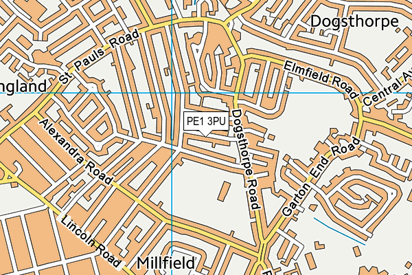 PE1 3PU map - OS VectorMap District (Ordnance Survey)