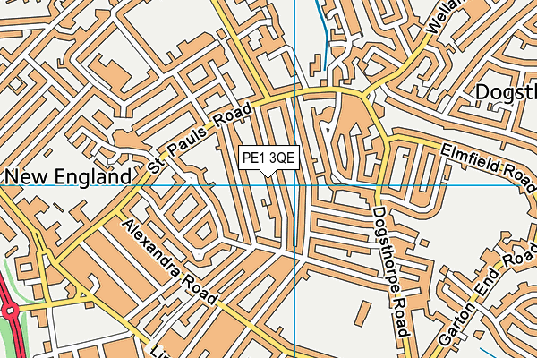 PE1 3QE map - OS VectorMap District (Ordnance Survey)