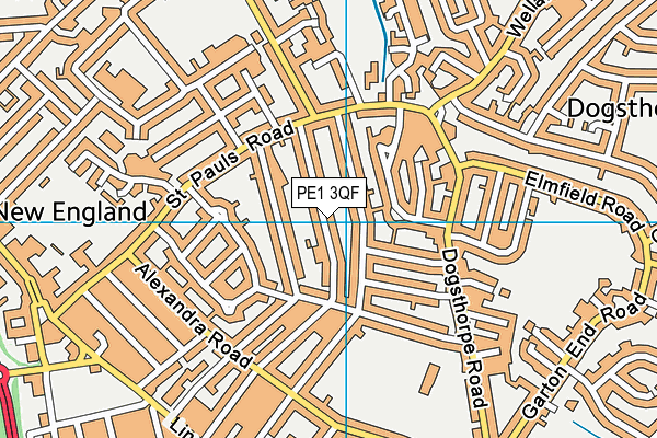 PE1 3QF map - OS VectorMap District (Ordnance Survey)