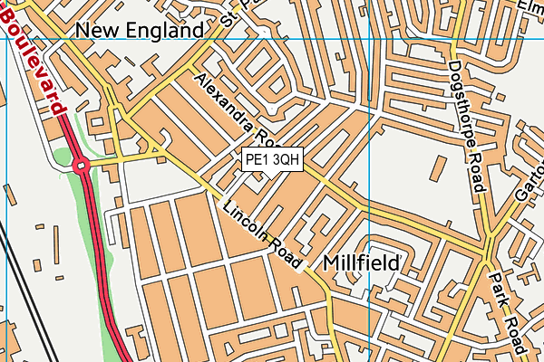 PE1 3QH map - OS VectorMap District (Ordnance Survey)