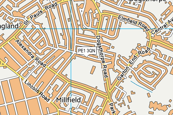 PE1 3QN map - OS VectorMap District (Ordnance Survey)