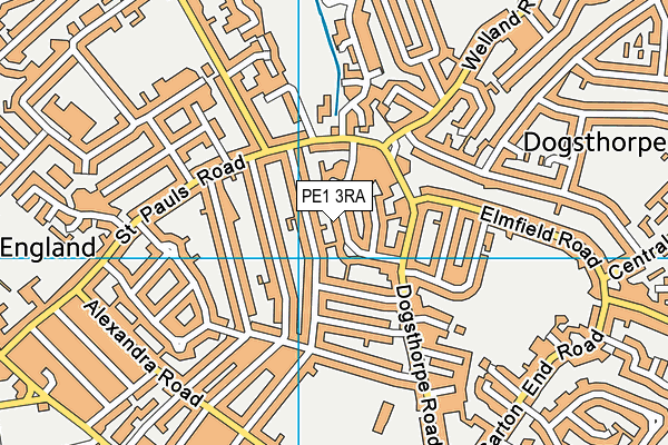 PE1 3RA map - OS VectorMap District (Ordnance Survey)