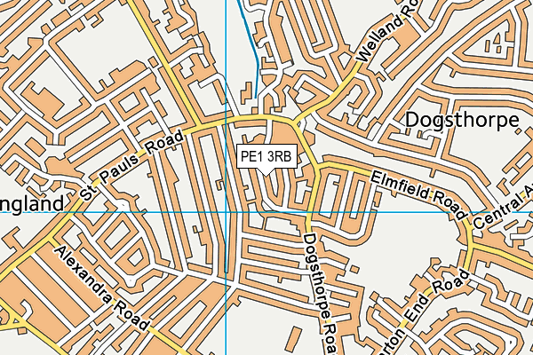 PE1 3RB map - OS VectorMap District (Ordnance Survey)