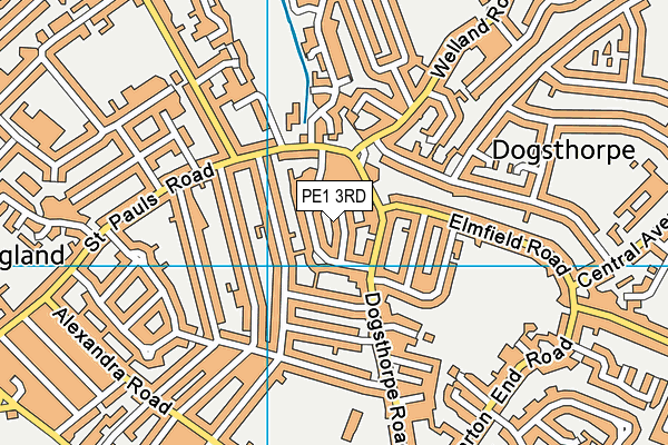 PE1 3RD map - OS VectorMap District (Ordnance Survey)