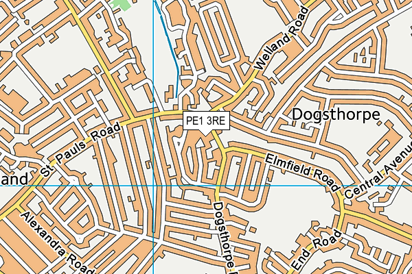 PE1 3RE map - OS VectorMap District (Ordnance Survey)