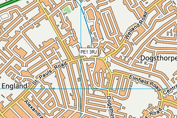 PE1 3RJ map - OS VectorMap District (Ordnance Survey)