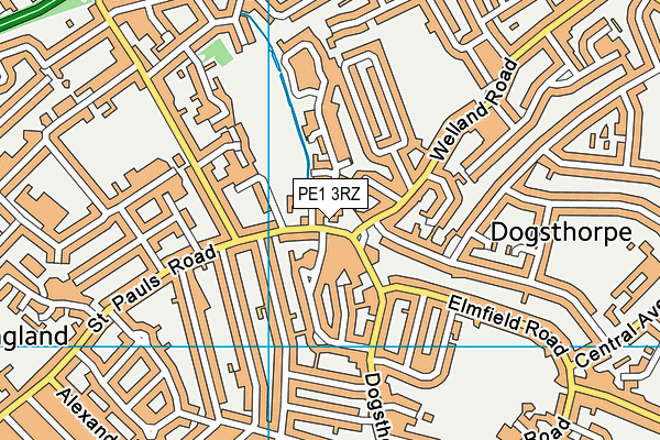 PE1 3RZ map - OS VectorMap District (Ordnance Survey)