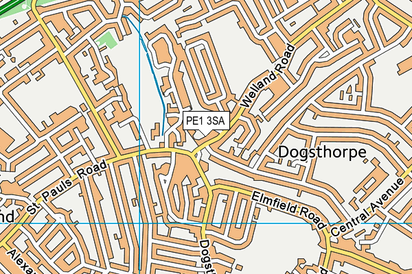 PE1 3SA map - OS VectorMap District (Ordnance Survey)