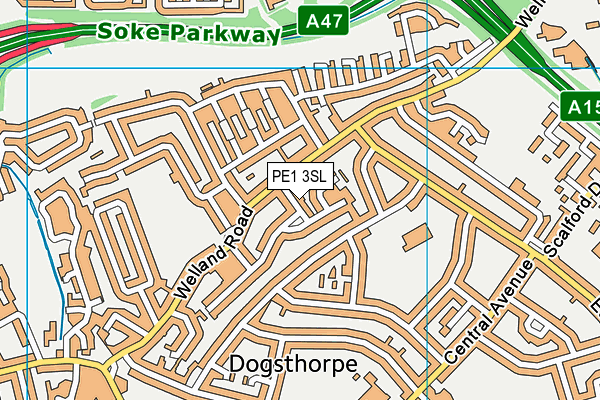 PE1 3SL map - OS VectorMap District (Ordnance Survey)