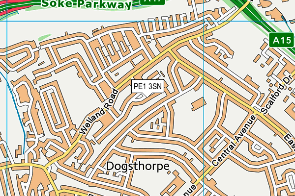 PE1 3SN map - OS VectorMap District (Ordnance Survey)