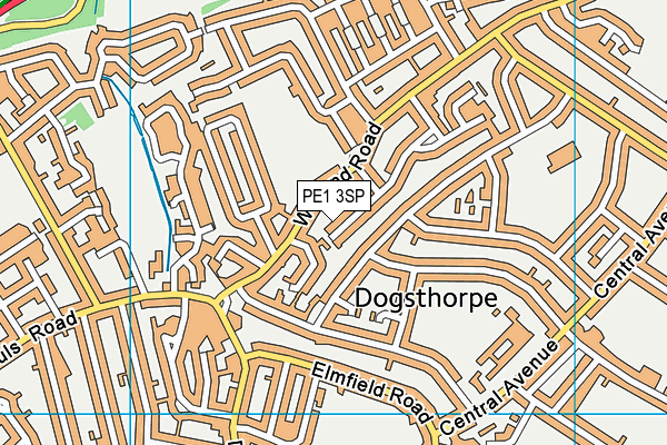 PE1 3SP map - OS VectorMap District (Ordnance Survey)