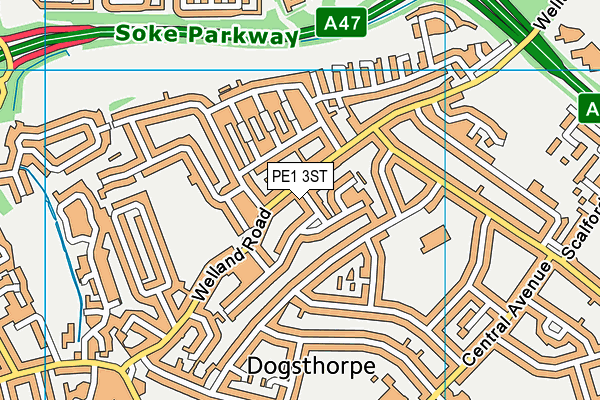 PE1 3ST map - OS VectorMap District (Ordnance Survey)