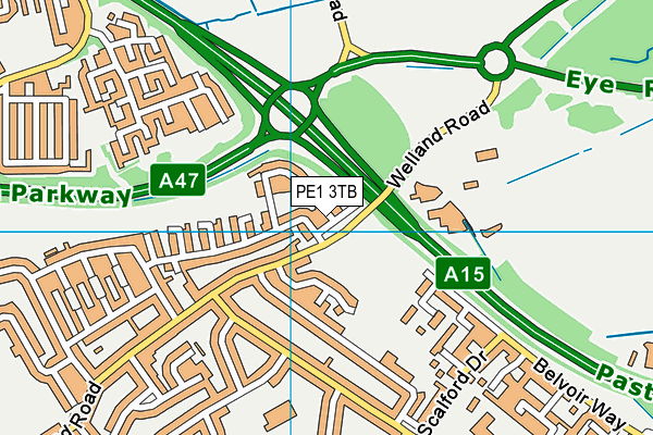 PE1 3TB map - OS VectorMap District (Ordnance Survey)