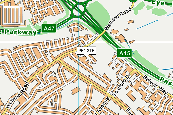 PE1 3TF map - OS VectorMap District (Ordnance Survey)